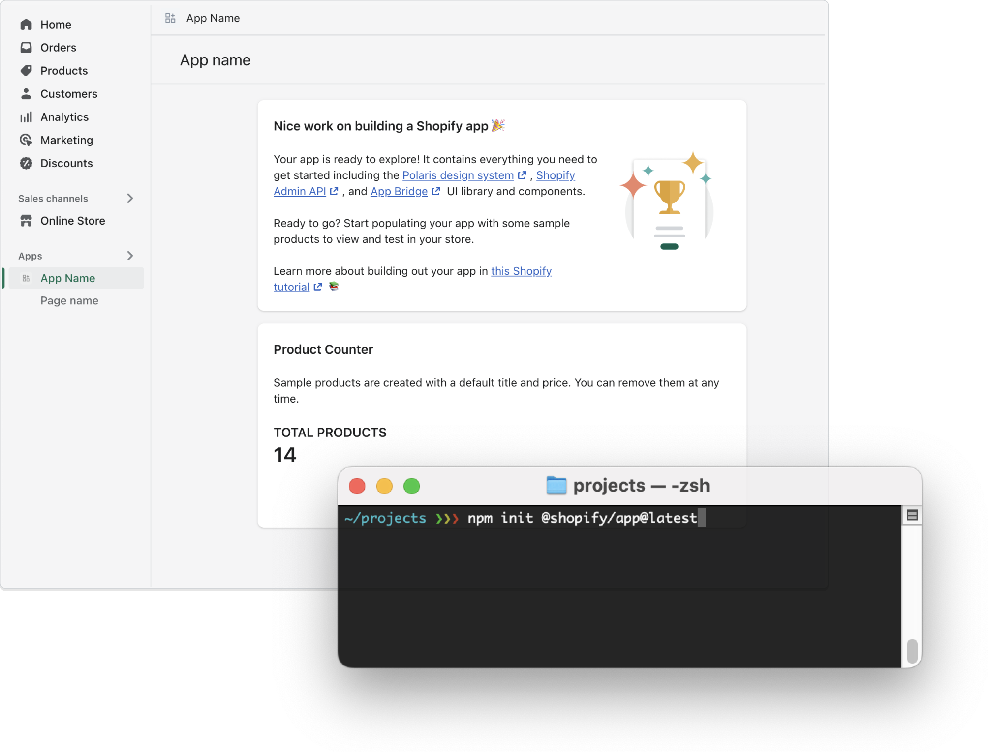 creation d'application shopify